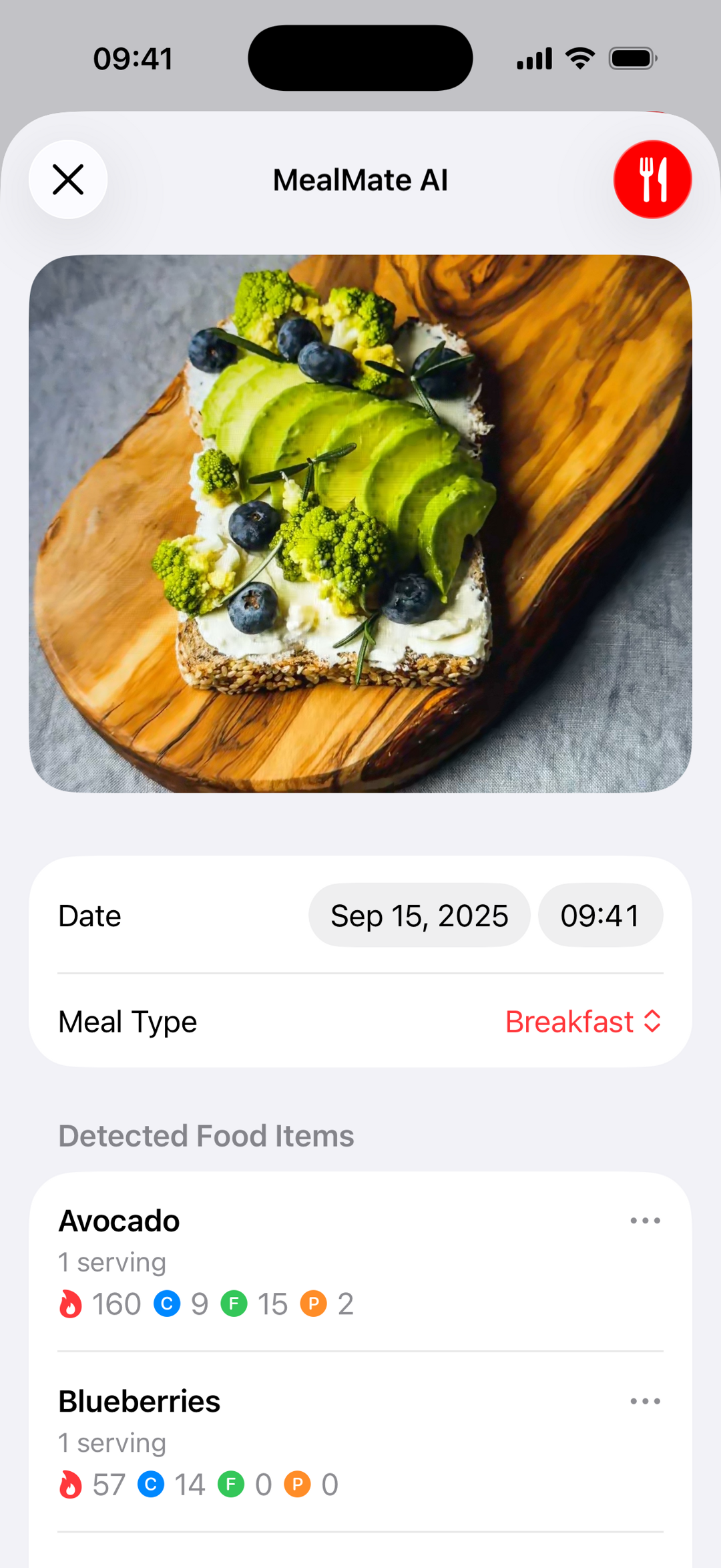 MealMate daily nutrition dashboard